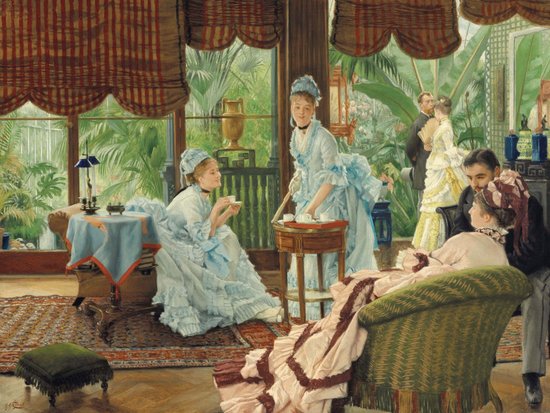 《在温室里（情敌）》，布面油画，詹姆斯·雅克·迪索 绘于1875-1878年 伦敦布立基曼艺术图书馆 图