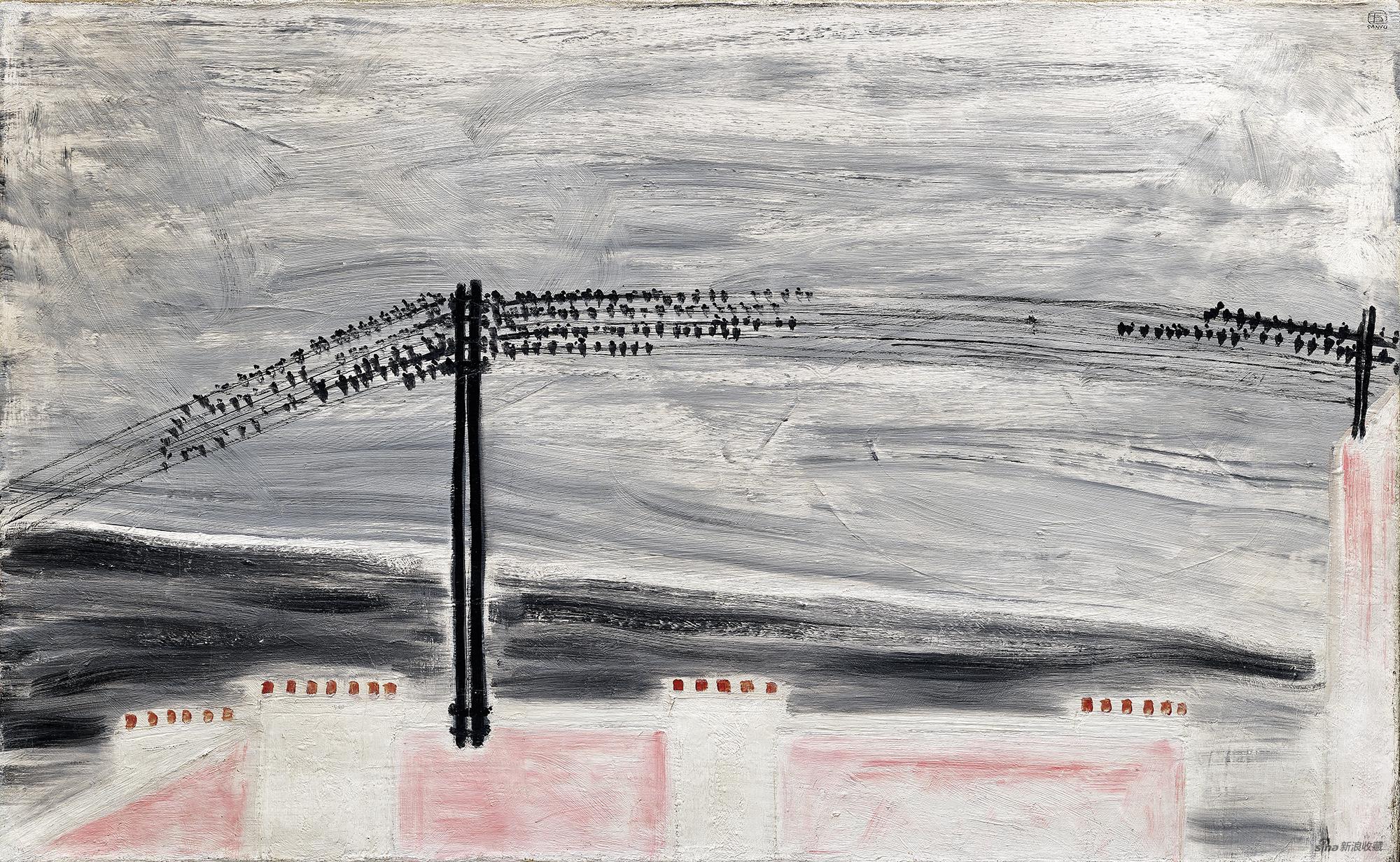 常玉《电线上的燕子》 约1931年作，油彩 画布，50 x 80.5 cm
