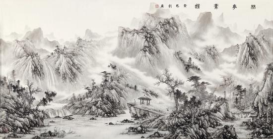 刘广《林亭豪逸》 123cm×239cm 成交价：5，520，000.00元