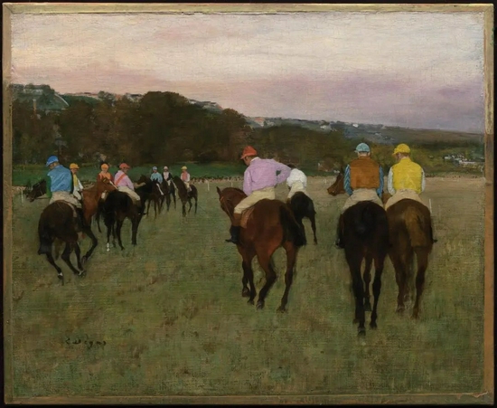 德加《朗尚赛马场》Racehorses at Longchamp，1871，可能重绘于1874