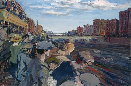 杰克·巴特勒·叶芝，《利菲河上的游泳比赛》（The Liffey Swim），1923年，? 爱尔兰国家美术馆（都柏林）