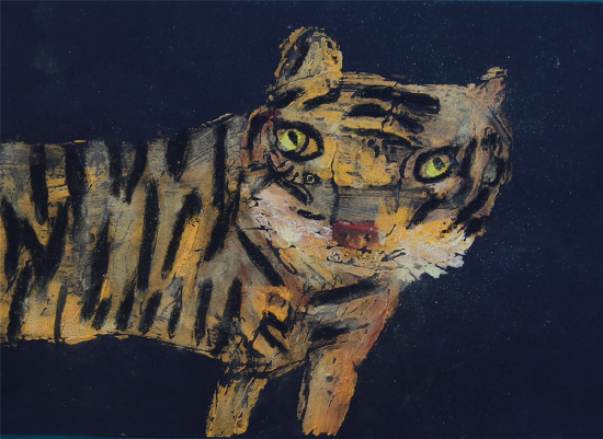 版画老虎，21_30，版画，杨逸隽，9岁，指导老师：顾胤熠，2021