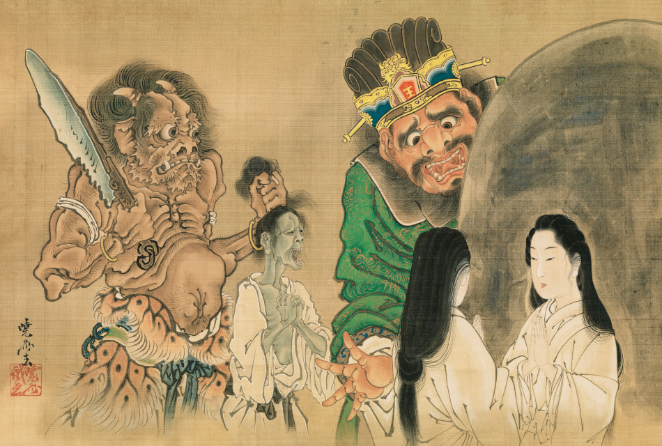 河锅晓斋，《镜前的美丽》 （局部），1871-1889 