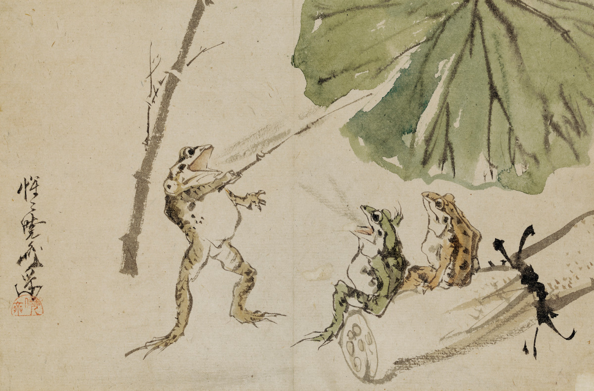 河锅晓斋，《青蛙学校》，1870年代早期