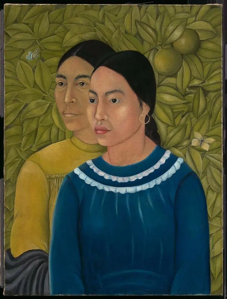 《两个女人（萨尔瓦多拉和赫尔米尼亚）》，弗里达·卡洛，墨西哥，1928年，布面油画