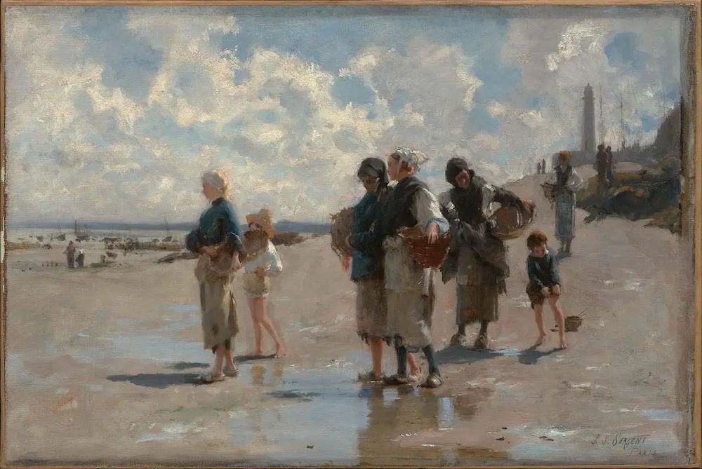 《在康卡勒钓牡蛎》，约翰·辛格·萨金特，1878年，布面油画