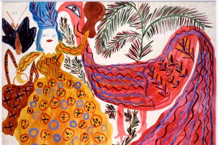 芭雅，《拿篮子的女人和红公鸡》，1946