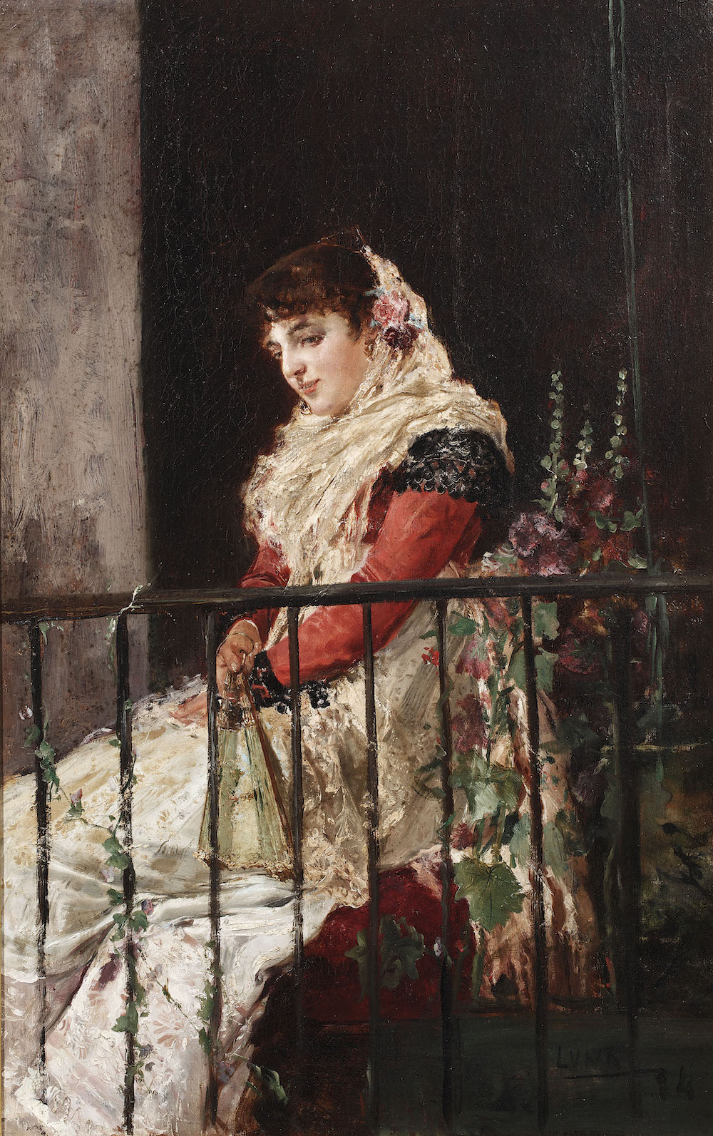 《阳台上的西班牙女人》，胡安·卢纳，1884年，法国，私人收藏