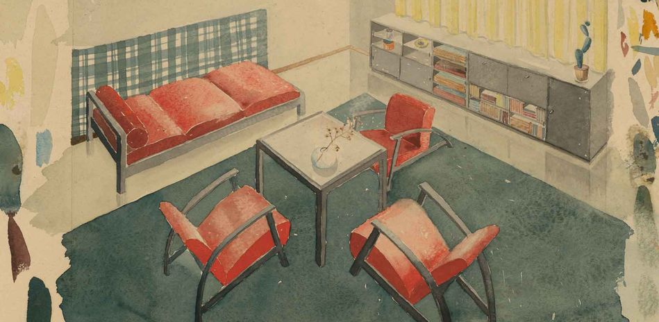 迪克曼，《沙发组合(家具设计，生活空间)》，手稿，1925-1935